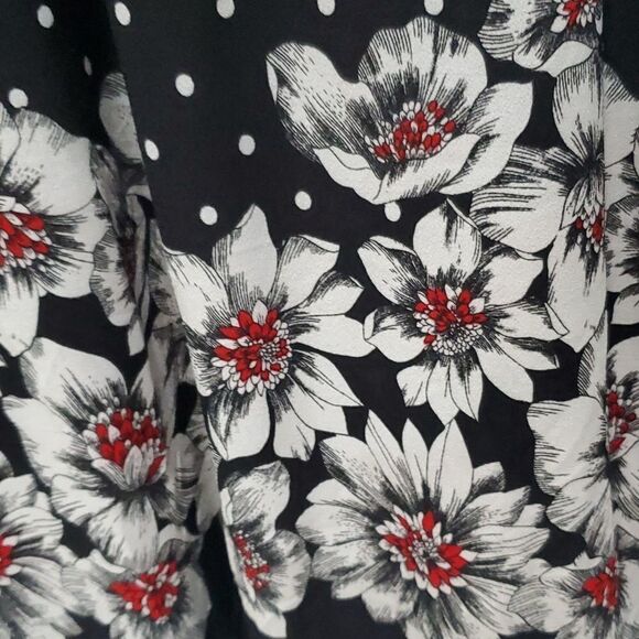 NWT Sandra Darren Black Polka Dot & Floral Sheath Dress, Size 16 - Picture 3 of 7